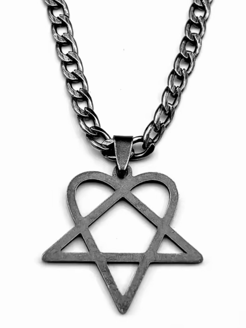 HIM Heartagram Stainless Steel Necklace Gun Black